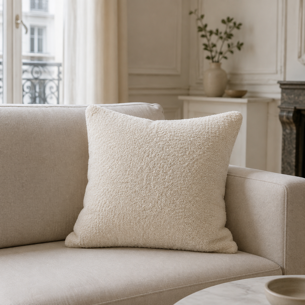 Coussin écru texturé, 45 x 45 cm
