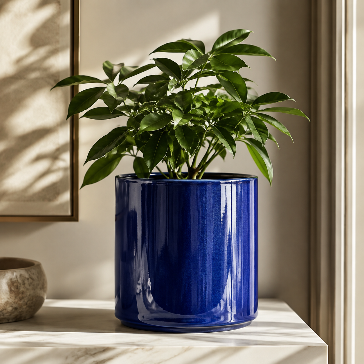 KOTARBAU Cache-pot rond bleu cobalt émaillé, Ø 12 cm
