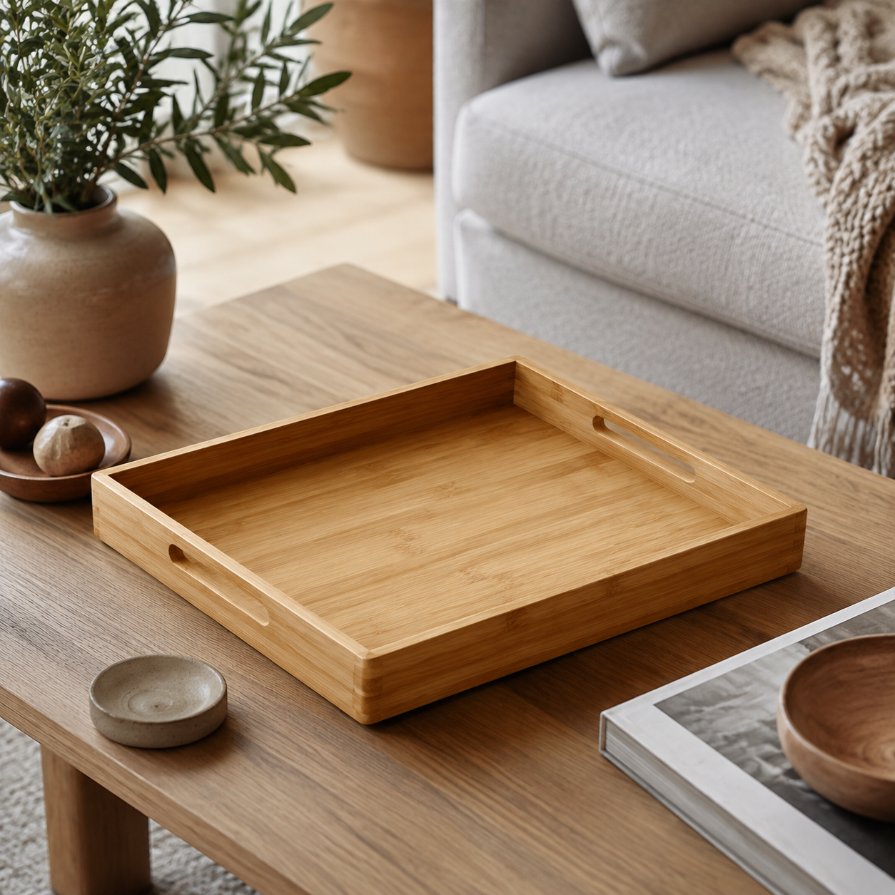 Relaxdays Plateau de lit en bambou, marron