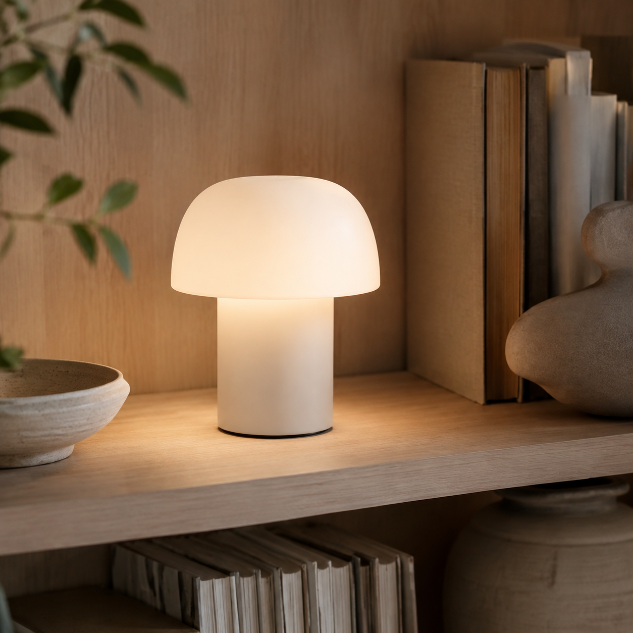 Petite lampe LED rechargeable blanc cassé