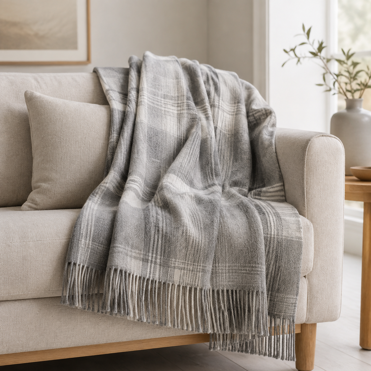 Soleil d'Ocre Plaid SATIN gris/noir