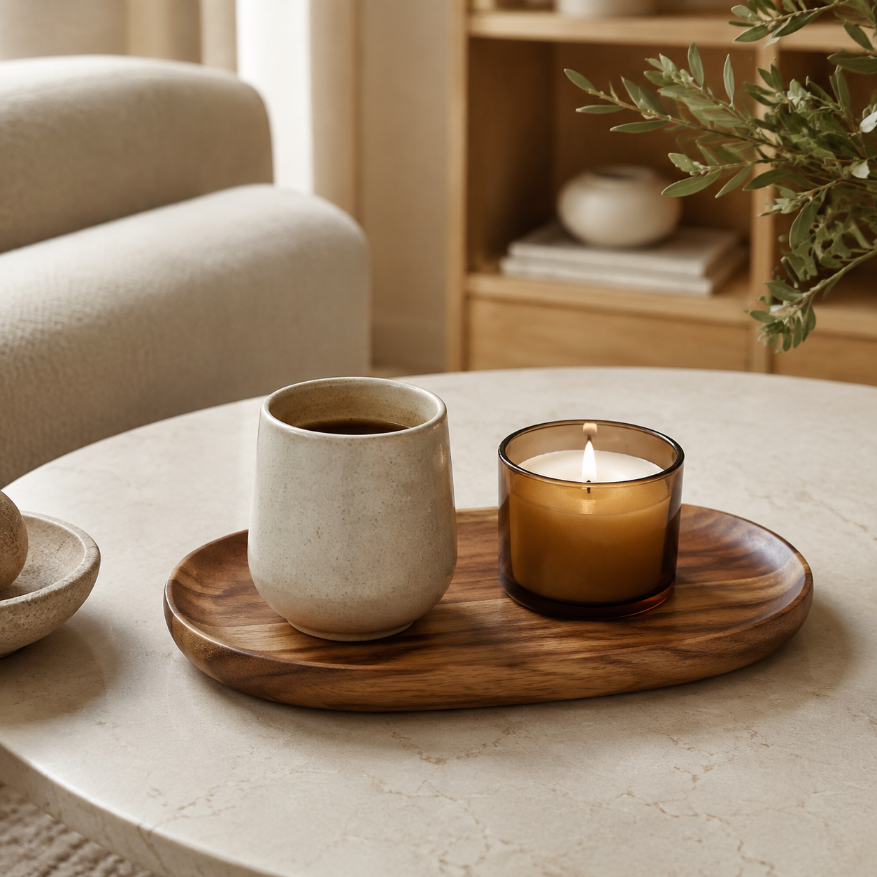 WLWNWFT Plateau décoratif en bois d'acacia, 30 x 12 cm