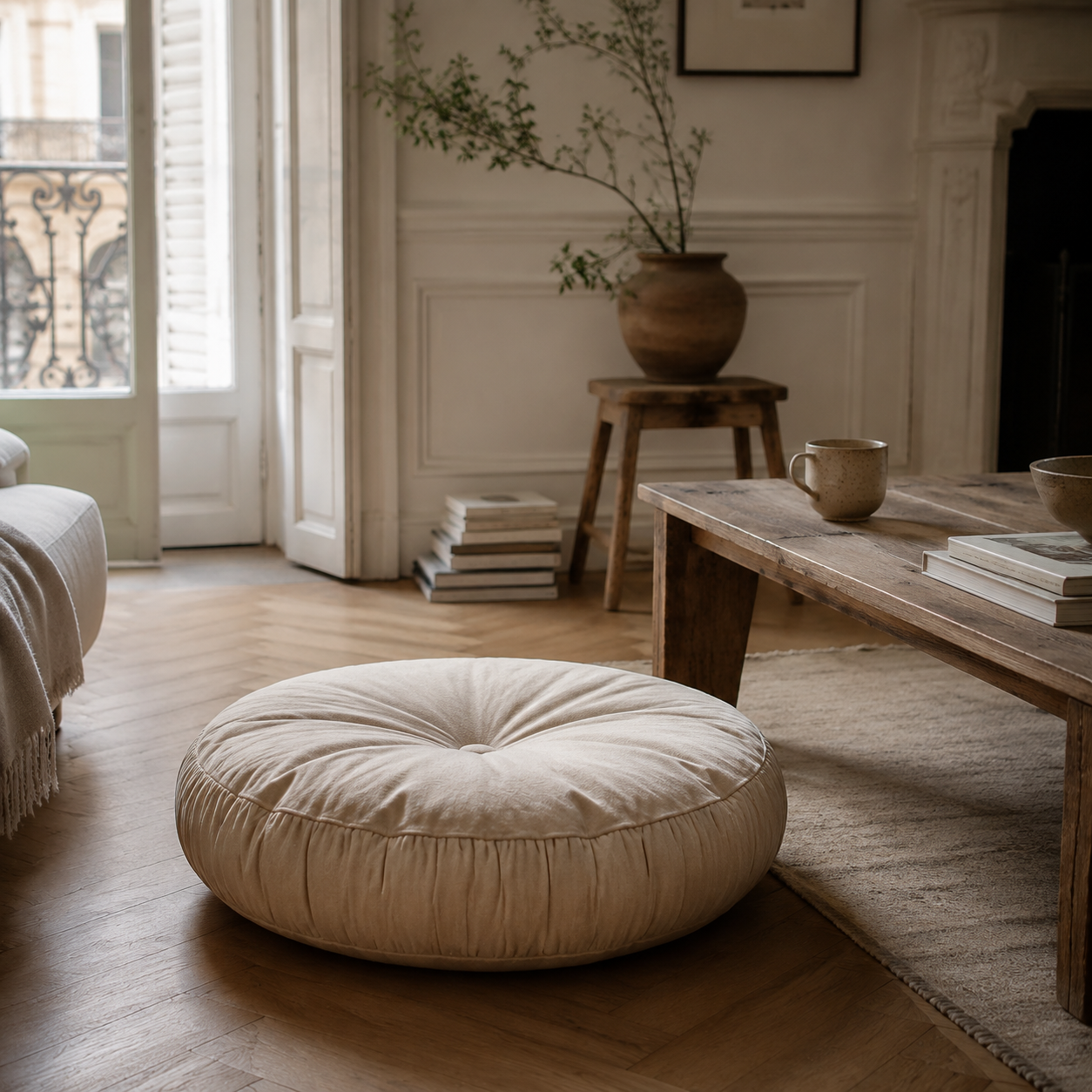 SKLUM Coussin de sol rond en coton