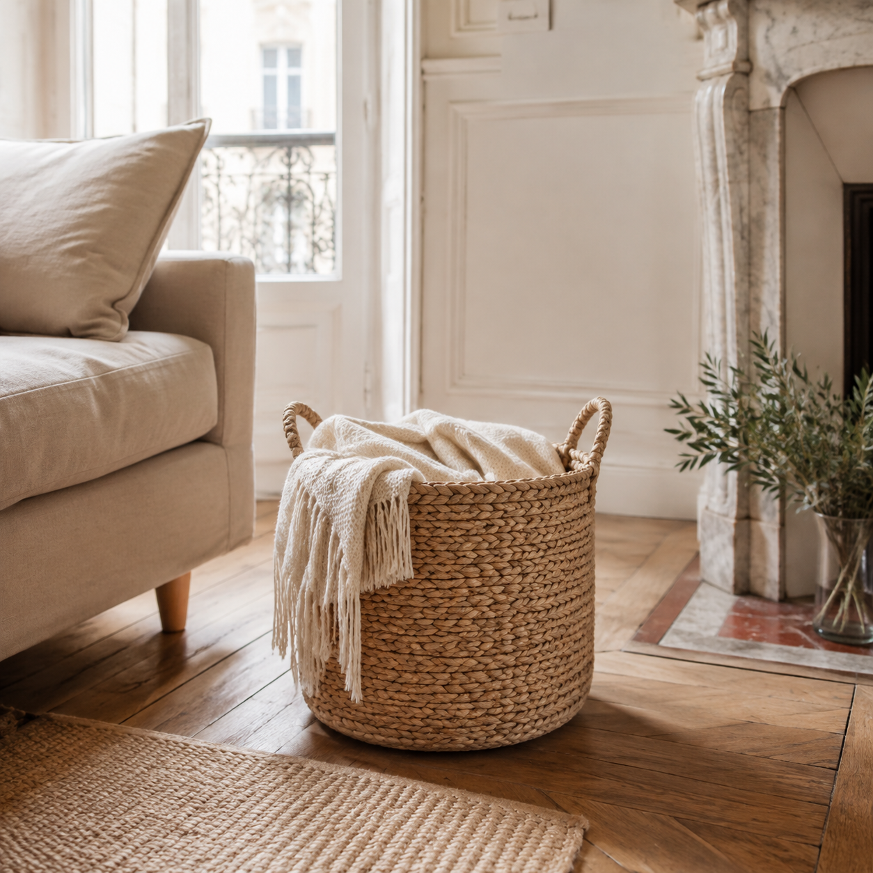Decoclico Panier à linge en jonc de mer, diamètre 40 cm