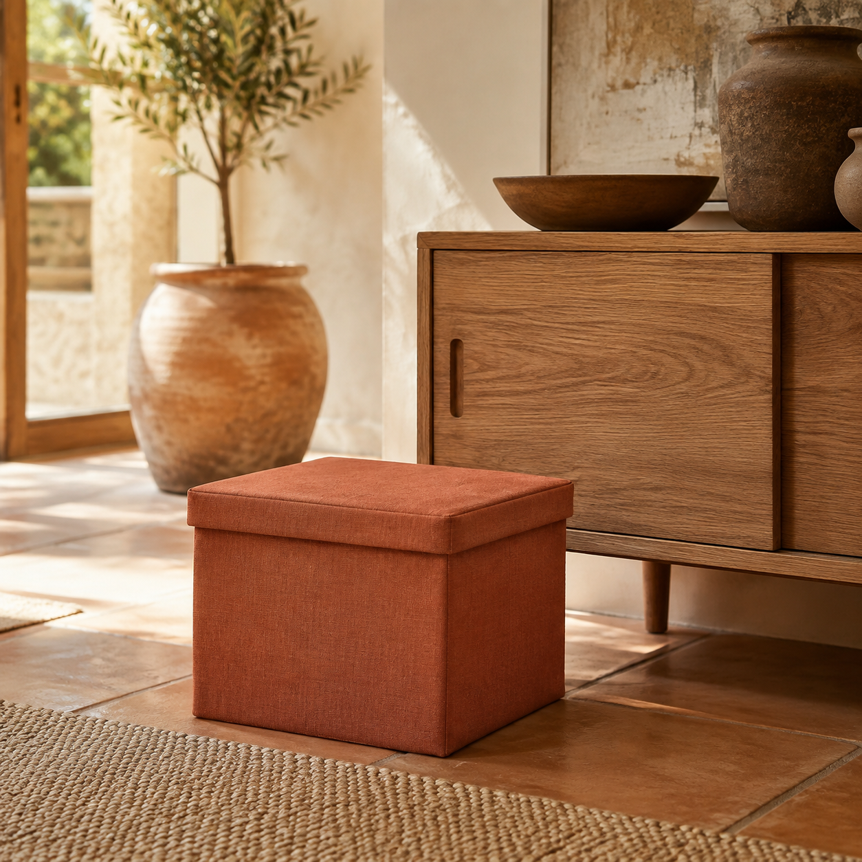 Five Boîte de rangement terracotta, 31 x 31 x 31 cm